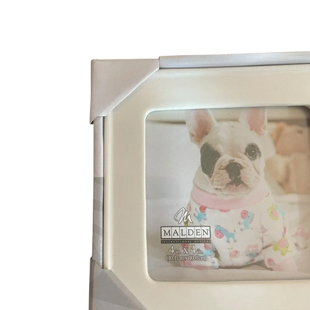 Malden International Designs I‎ Love My Dog Ceramic 4x4 Picture Frame Cream Gold